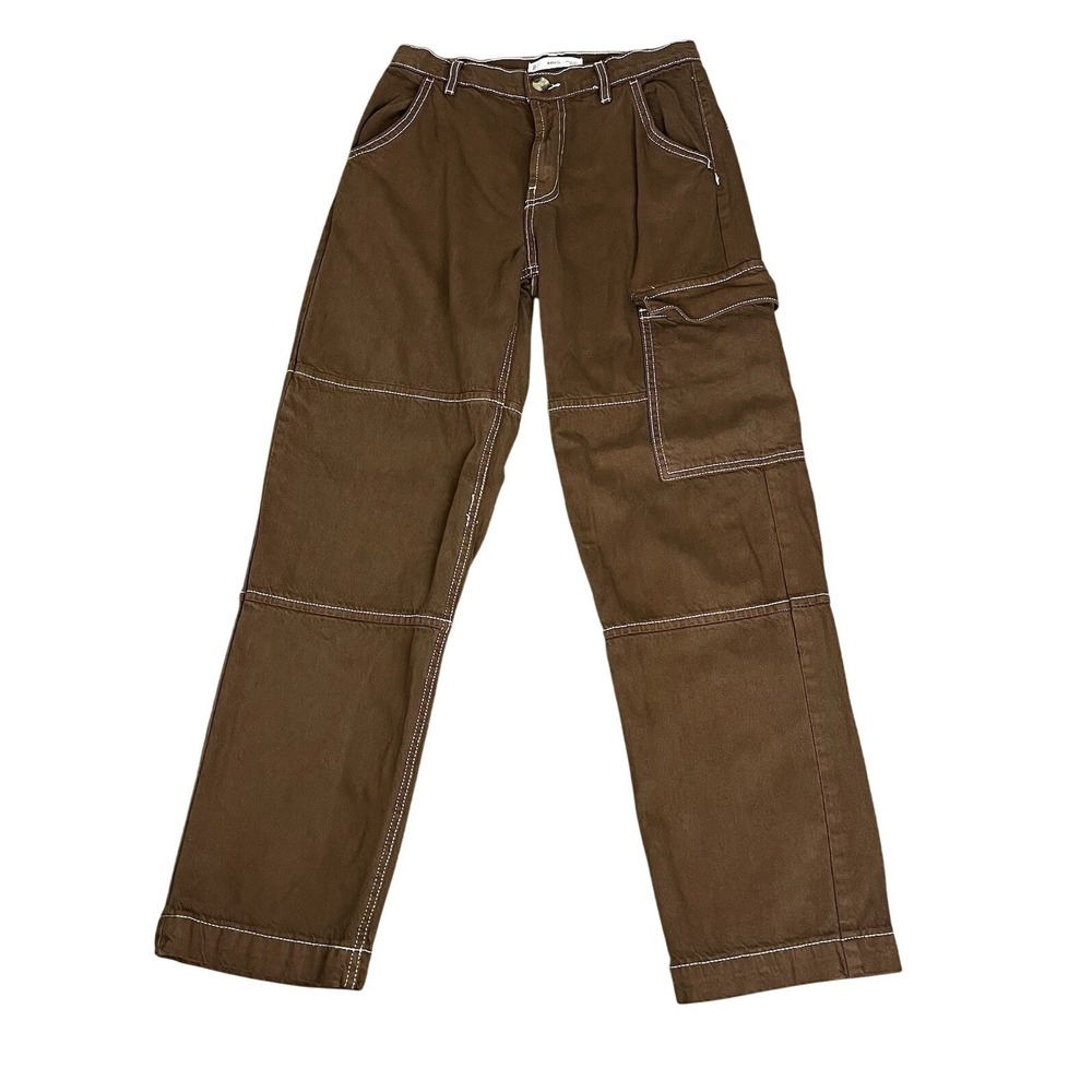 MNG Cargo Jeans Size 4 Straight Leg Brown Mango Hight Rise Denim